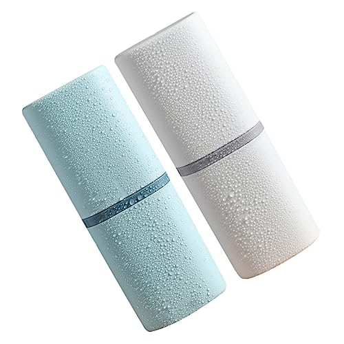 BCOATH 2Pcs Portable Toothbrush Case Cup Dual Function Storage Box for Home and Travel Fine Workmanship in White Toothbrush Container for Couples