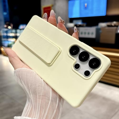 Coque silicone Galaxy S24 jaune clair antichoc avec poignée intégrée