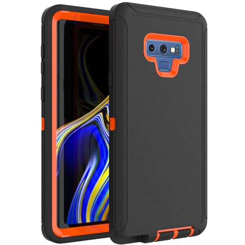 WOGROO Case for Galaxy Note 9, Heavy-Duty Tough Rugged Shockproof Drop Protective Cover Cases for Samsung Galaxy Note 9, Black+Orange