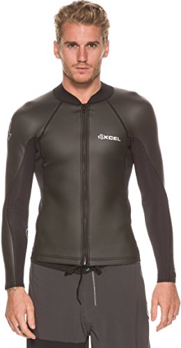 XCEL 2mm/1mm Axis Smoothskin Front Zip Long Sleeve Top, Black, Small