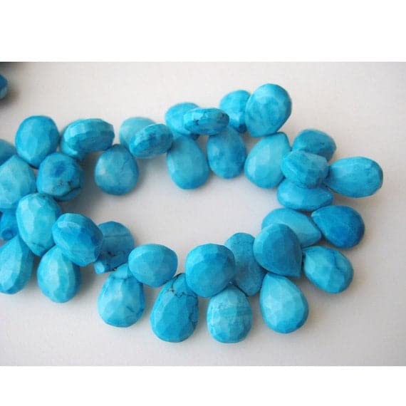 Perles turquoise en poire facettée LKBEADS de 9x13mm pour création de bijoux uniques