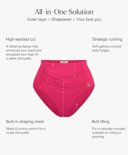 Popilush Women's High Waisted Bikini Bottom Tummy Control Ruched Bathing Suit Vintage Swim Bottoms4