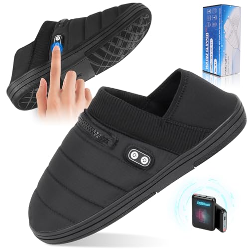 Heated Slippers, BIAL Unisex Electric Heating Pad for Feet, Rechargeable Battery Shoes Heat Foot Warmer Feet Warmer Winter Slipper Cold Weather Slippers for Men Women