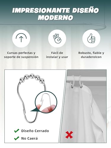 La Mejor Lista de Cortinas, ganchos y revestimientos de ducha más recomendados. 18 Imagen adicional