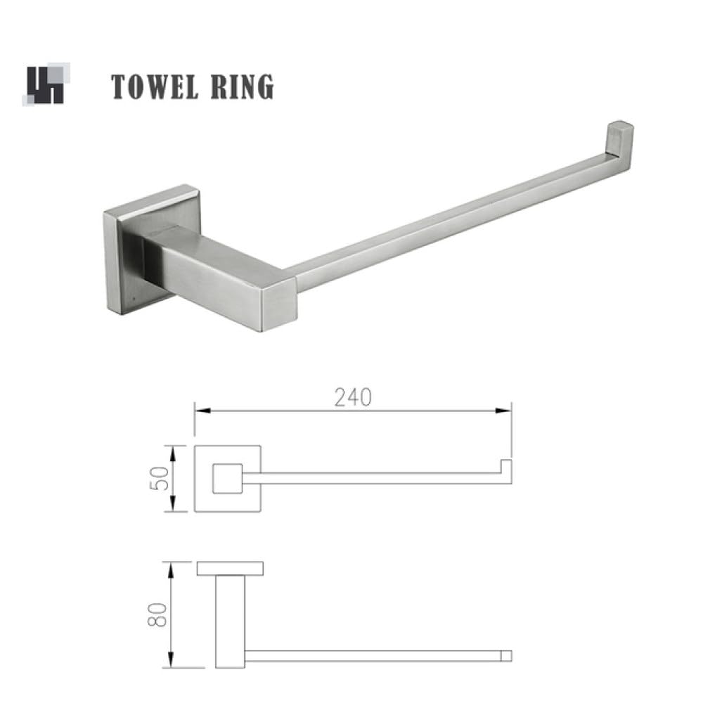 Toallero de Acero Inoxidable de níquel Cepillado, Soporte Cuadrado para Papel higiénico, Gancho para Barra de Toalla, Soporte para Cepillo de Dientes, Accesorios de baño, Anillo de Toalla