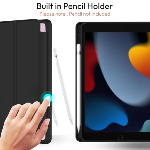 Image of Robustrion Cover for iPad 9th Generation Cover Case with Pencil Holder for Apple iPad 10.2 inch /iPad 9th 7th 8th Generation Smart [Soft and Flexible] Flip Stand Case [Auto Sleep /Wake] - Marble Pink