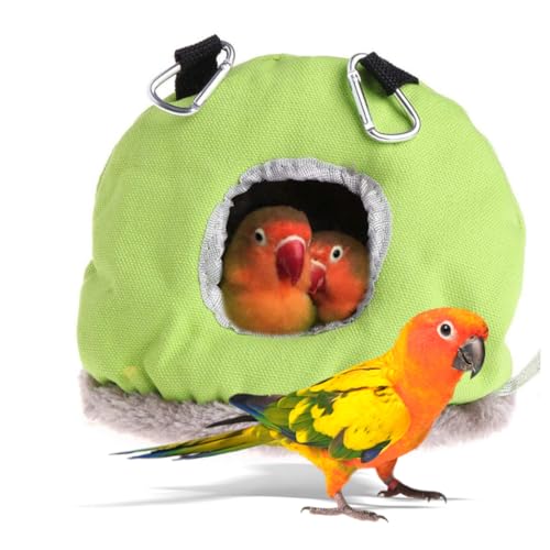 Image of Warm Bird Nest Hammock for Parrots Small Pets Creative Bed Cage Accessory Small Size Green Ideal Bird Toy for Conures and Cockatiels