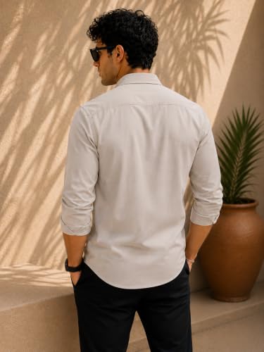 Image of Zilcon Men's Solid Coffee Brown Casual Cotton Blend Shirt