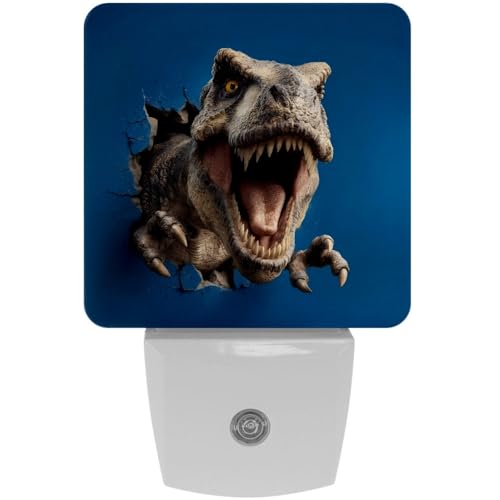 Image of NEWzone 3D Dinosaur Night Light [2 Pack], Plug in Wall Led Night Lights Decor for Boys Girls Room, Dusk to Dawn Sensor Wall Lamp for Stairway /Bedroom /Kitchen /Nursery Room