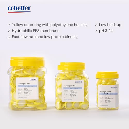 Image of PES Syringe Filter, 0.45μm 25mm, Hydrophilic, Non-sterile, PK of 1000 | Syringe Lab Filters, Hydrophilic PES, Female Luer lock & Male Luer Slip, for Aqueous & Mild Organic Solutions