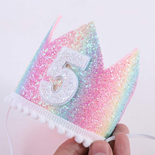 Baby 5Th Birthday Rainbow Hat - Soft Rainbow Birthday Crown Hat, Baby Birthday Photo Props, Mini Rainbow Crown Party Decorations. #TOP5