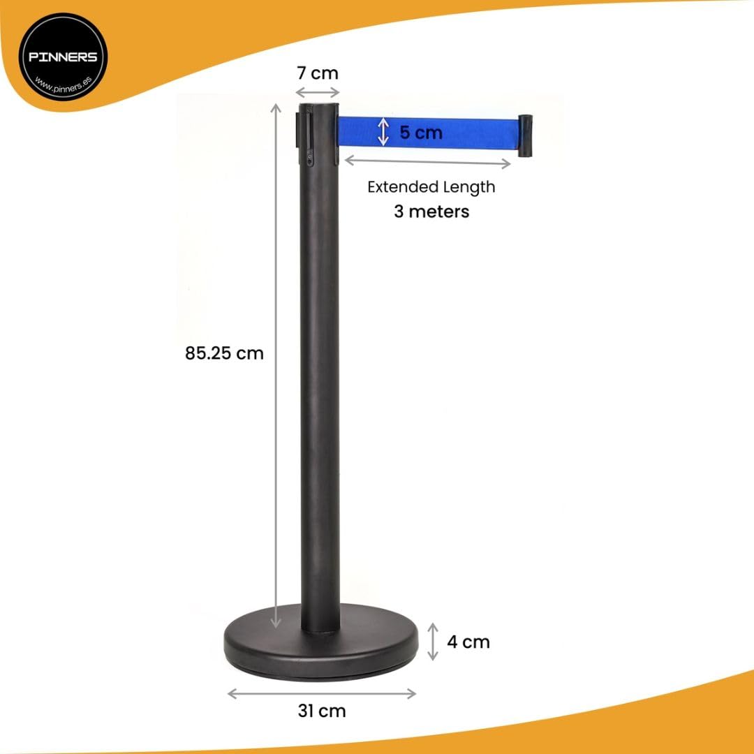 Poste Separador Cinta Extensible 3 metros 2uds, Barrera Extensible 3 m