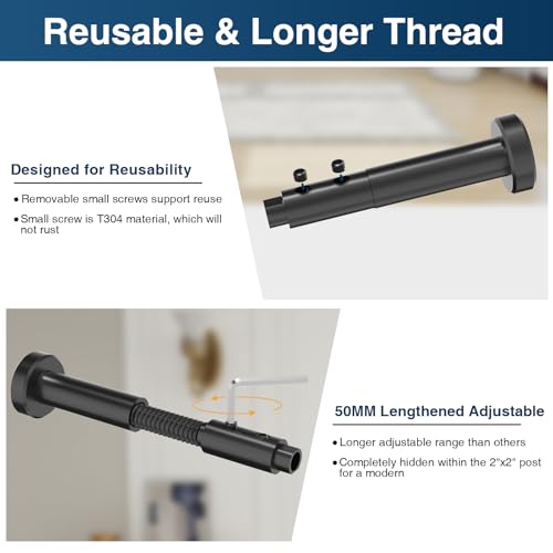 Image of [Patent] Gyykzz 24 Pack Black Swageless Invisible Cable Railing Kit | Reusable Fitting for 1 /8 inch Cable, T316 Stainless Steel, Screw-Locking Hardware, No Crimping Required, Fit for 2 inchx2 inch Metal Post