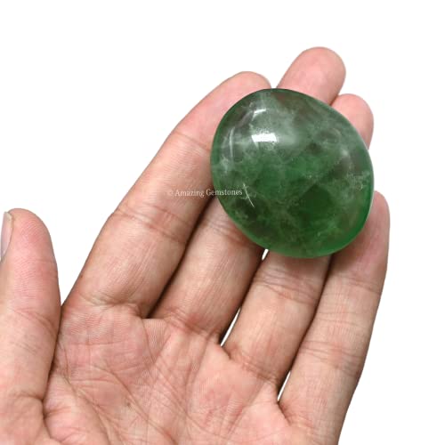Image of Amazing Gemstone Green Fluorite Crystals and Healing Stones - Large Palm Stone Crystals Piedra - Crystal for Good Luck, Balanced Positive Energy, Meditation - Unique Stocking Stuffers Gifts for Women
