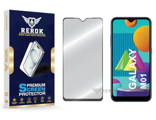 Image of Military-Grade Tempered Glass Screen Protector Compatible with Samsung Galaxy M01 [Pack of 1] | Edge-to-Edge, Oleophobic, Case Friendly, Easy Installation Kit
