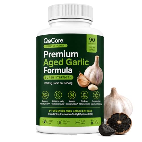 Estella Organics Qocore 1000mg Aged Black Garlic 90 Count Qocore Premium Aged Garlic Formula Organic Capsules Odorless