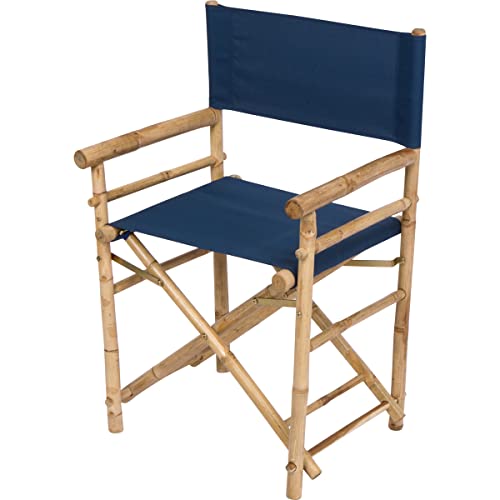 Zew Indoor Outdoor Set Of 2 Folding Bamboo Director Chair, 23" L X 18" W X 35" H, Cobalt #TOP4