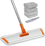 17.5" Microfiber Mop – Floor Flat Mop with 51" Adjustable Stainless Steel Handle, 4 Reusable Pads for Wet & Dry Mopping on Hardwood, Tile, Laminate & Vinyl Floors