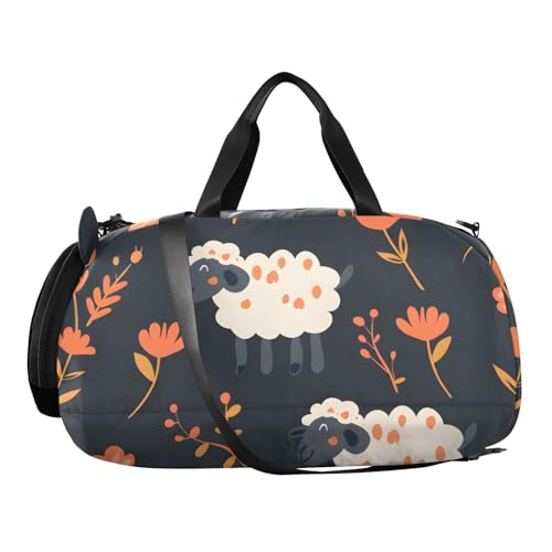 Duffle Bag Kids Gym Bag with Shoes Compartment & Wet Separation Overnight Travel Duffel Bag Sheep Flower for Girl Boy2