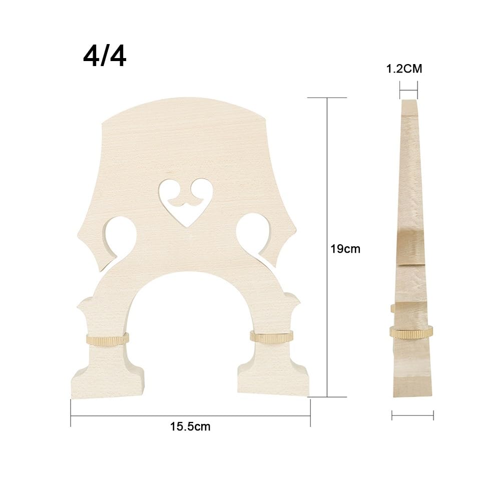Ponte per Contrabbasso Regolabile Viti in Ottone in Legno di Acero Ponte per Contrabbasso 4/4 3/4 1/2 1/4 1/8 Accessori per Contrabbasso(4/4)