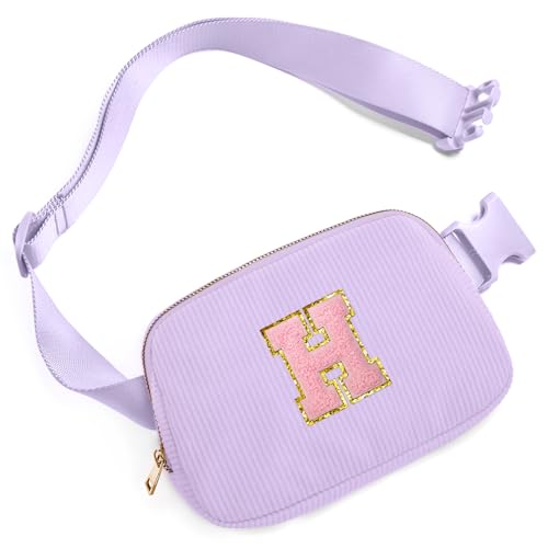 Image of Gitus Girls Birthday Gifts - Initial Fanny Pack Belt Bag Crossbody Bag for Teen Girls - Trendy Personalized Preppy Stuff (Lavender-H)