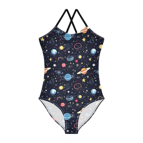 Girls Swimsuit 1-Piecing Toddler Bathing Suit Girl Toddler Swim Suits for Girls Beach Swimwear 4T Starry Night Star Sun Moon