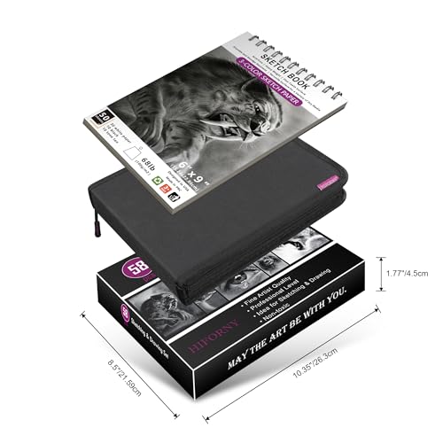 Hiforny HF-SPT58-CB 58 Pcs Drawing Kit Sketching Pencil Set,Sketch Pencils Art Supplies With 3-Color Sketchbook,Graphite,Charcoal,Blending Tools,Drawing Pencils For Adults Artists thumb #2