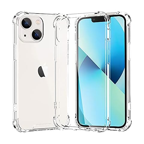 Melomon Case for iPhone 13 (6.1-Inch), Anti-Scratch Ultra Clear Shockproof Hard PC Back & Soft TPU, (Airbag Protection) Bumper Protective Cover for iPhone 13 - Clear Cover