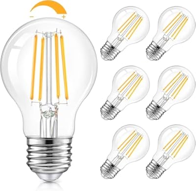 TOBUSA LED A19 Dimmable Light Bulbs 100W Equivalent, Vintage E26 Edison Bulbs 8W 1200LM, 2700K Soft Warm White, Clear Antique LED Filament Bulb for Home, Bathroom, Indoor&Outdoor, 6-Pack