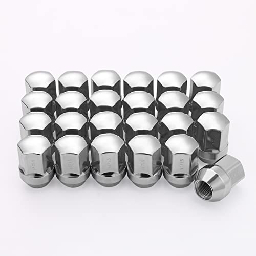 Lichamp 24pcs OEM Lug Nuts 14x1.5 Chrome Original Factory Cone Seat Style M14x1.5 Lugnuts Partial Compatible with 2015-2021 Ford F150 Expedition Lincoln Navigator Wheel Tire Accessories, A6SL