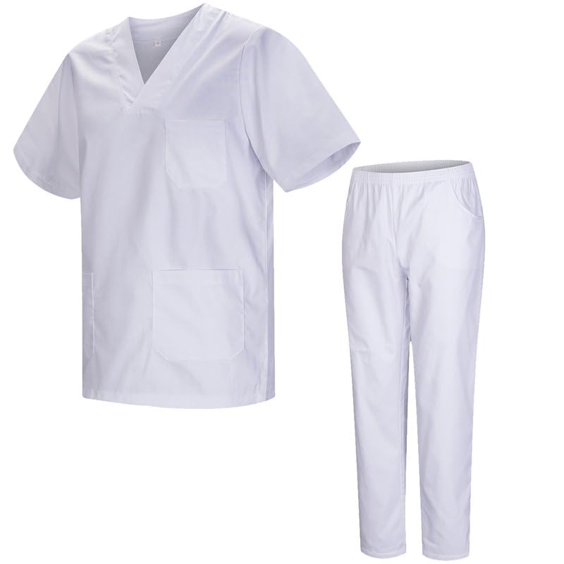 MISEMIYA - Uniformes Sanitario Unisex Uniformes Sanitarios MÉDICOS Conjuntos Sanitarios BZ-817-8312 - L, Blanco 21