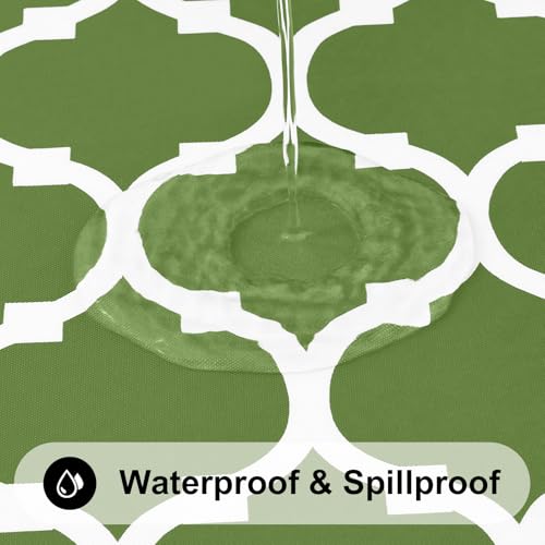 Image of Smiry Rectangle Tablecloth, Waterproof Vinyl Tablecloths with Flannel Backing for Rectangle Tables, Wipeable Spillproof Plastic Tablecloth for Dining, Camping, Indoor and Outdoor 60 inch x 84 inch, Green