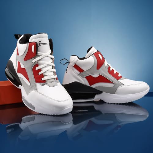 Image of Zixer High Top Sneakers for Men | Stylish Casual Basketball Inspired Shoes for Men | Lace-Up Ankle Length Fashion Sneakers | Lightweight Comfortable Walking Shoes for Men