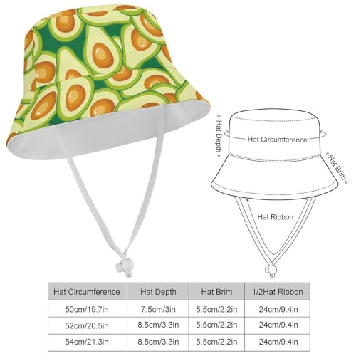 Healthy Food AvocadoChildren's Bucket Hat for Boys and Girls, Breathable Summer Beach Hat52cm2