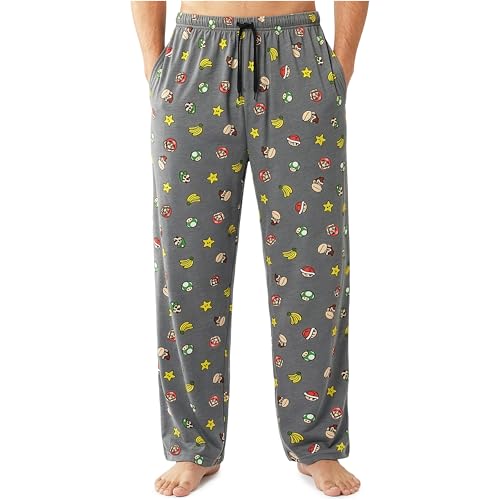 Image of Get Trend Super Mario Pajama Pants For Men, Lounge Pants with Pockets, Relaxed Summer PJs with Drawstring Gamer Gifts for Men