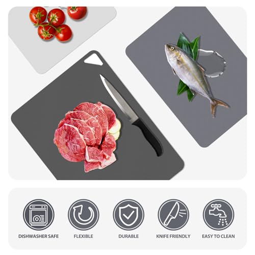 WK Flexible Plastic Cutting Boards Mats for Kitchen, Flexible Non Slip Cutting Mat, Thin Cutting Sheets, BPA Free, Dishwasher Safe, Multi Sizes - Image 5