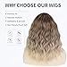 incohair Short Ombre Blonde Wigs for Women 14 Inch Middle Part Blonde Wavy Bob Wig Shoulder Length Synthetic Fiber Wig for Daily Party Use