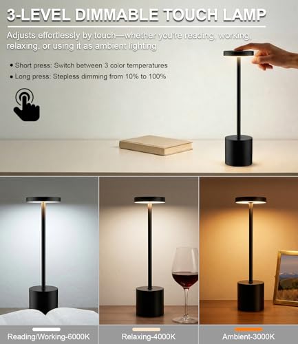 Lámpara de mesa inalámbrica recargable set de 2 miniatura 5