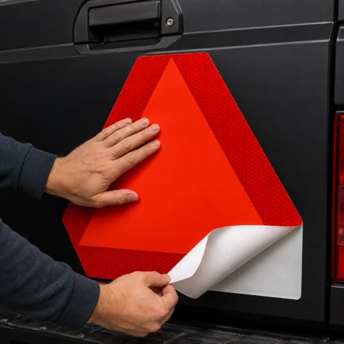 Image of IGNIXIA (Pack of 10) Slow Moving Vehicle Sign, PVC Vinyl Decal Slow Moving Vehicle Triangle Sticker, 14 inchx 16 inch Inches Orange base with Reflective border, UTV, safety Triangle signs (10)