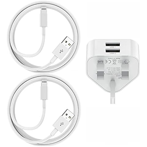 iPhone Charger Plug and Cable, [Apple MFi Certified] iPhone Dual Usb Charger Plug UK 12W with 2 Pack Short iPhone Charger Cable 1m for iPhone13/12/12 mini/ 11/11Pro/Max/X/XS/XR/XS Max/8/7/6/iPad Cover