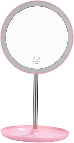 FRCOLOR Espejo de tocador LED con luz, carga inteligente, luz suplementaria inteligente, espejo cosmético, espejo de escritorio, multifuncional,