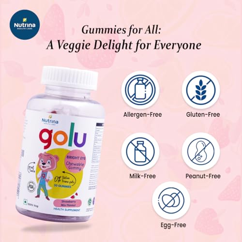 Image of Bright Eye Gummy For Kids (5-13 years) Vegetarian | With Omega 3(DHA - Algai) | Promotes Better Eye Health and Reduces Strain, Sharper Brain | 90 Gummies (3 Bottles of 30 nos)