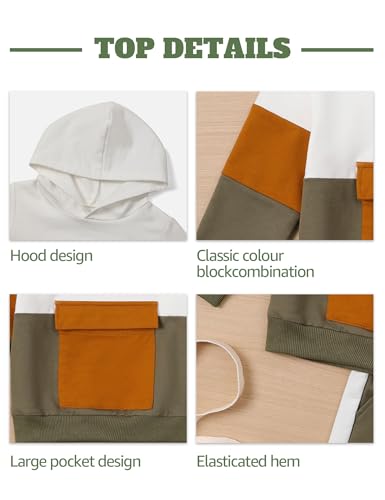 Image of mkodopy Boys Clothes Hoodie Sweatsuits Tops and Pants Boys Fall Winter Outfits Boy Clothing Set