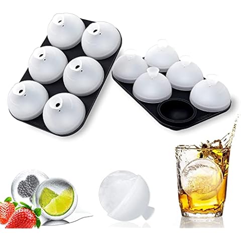 HONYAO Silicone Ice Cube Tray with Lid - 6 Balls Pack of 2 Cover
