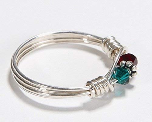 2 Stone Mother's Birthstone Ring: Personalized Sterling Silver Mom's Multistone Family Ring. Two Swarovski Crystals. Christmas, Mother's Day #TOP1