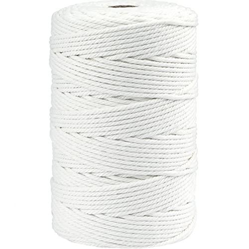 G2PLUS White Macrame Cotton Rope Cord 3MM Craft Cotton Twine String, 200M Durable Bakers Twine for DIY Crafts and Handmade Arts (White)