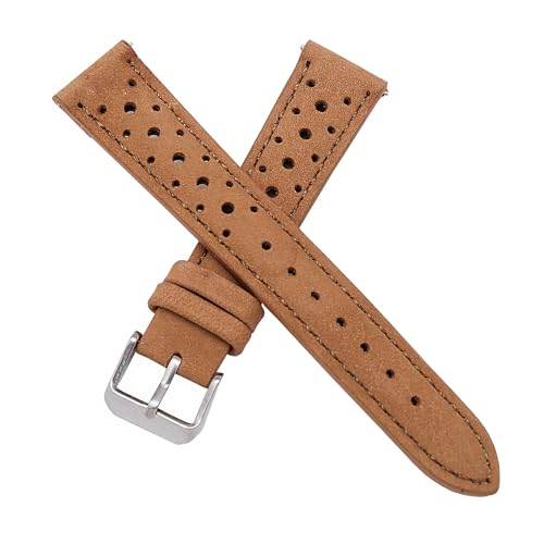 Bracelet de montre en cuir véritable beige au style rétro traditionnel