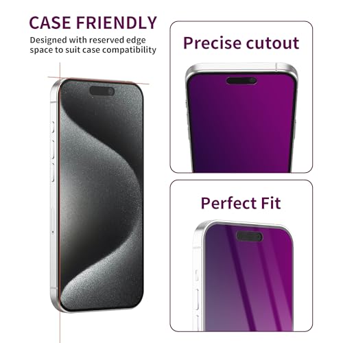 Image of 2 Pack Privacy Screen Protector for iPhone 15 Pro Max Tempered Glass 6.7'' Anti-Spy Eye Protection Anti-Scratch Full Coverage