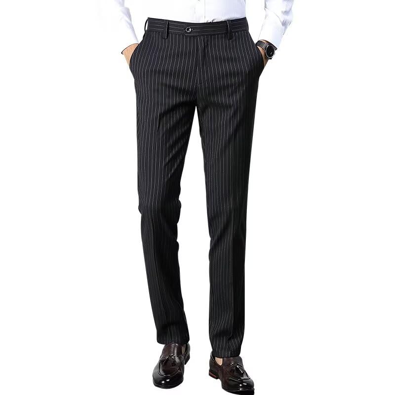 Men's Striped Dress Pants Summer Casual Pinstripe Trousers Slacks Slim Fit Lightweight Classic Work Business Suit Pants