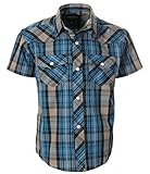 Gioberti Boys Casual Western Plaid Pearl Snap-on Buttons Short Sleeve Shirt